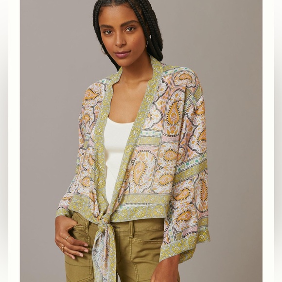 Anthropologie Kimono Saachi Tie Front Top - Picture 3 of 8